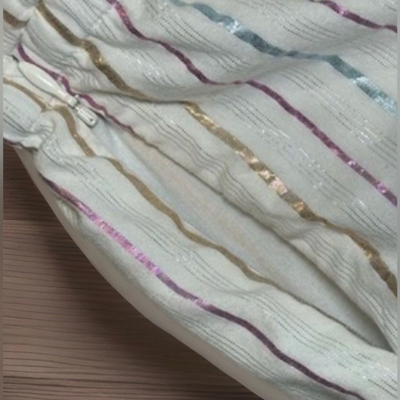 J. Crew Womens Dress Sz 6 Sleeveless Tiered Midi Metallic Striped Ruffled Zip - Picture 9 of 13